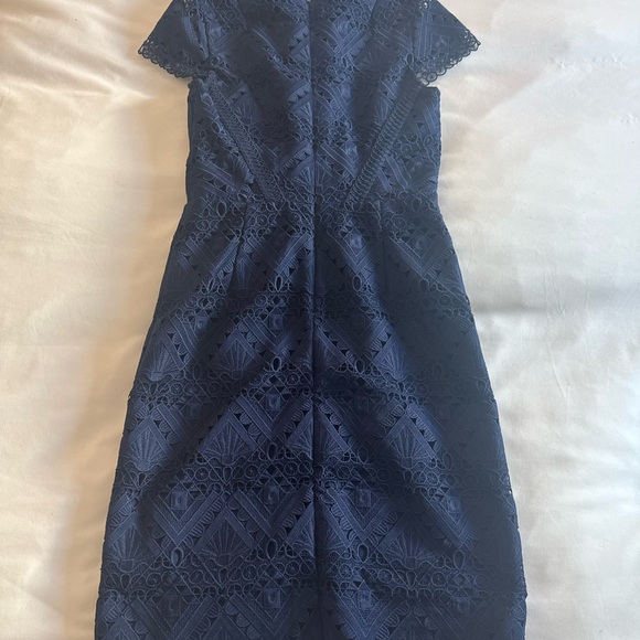 NWT Liza Mixed Lace Indigo Navy Blue Pencil Dress - Picture 5 of 5